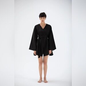 KOOPLES kimono silk mini dress Black size 2